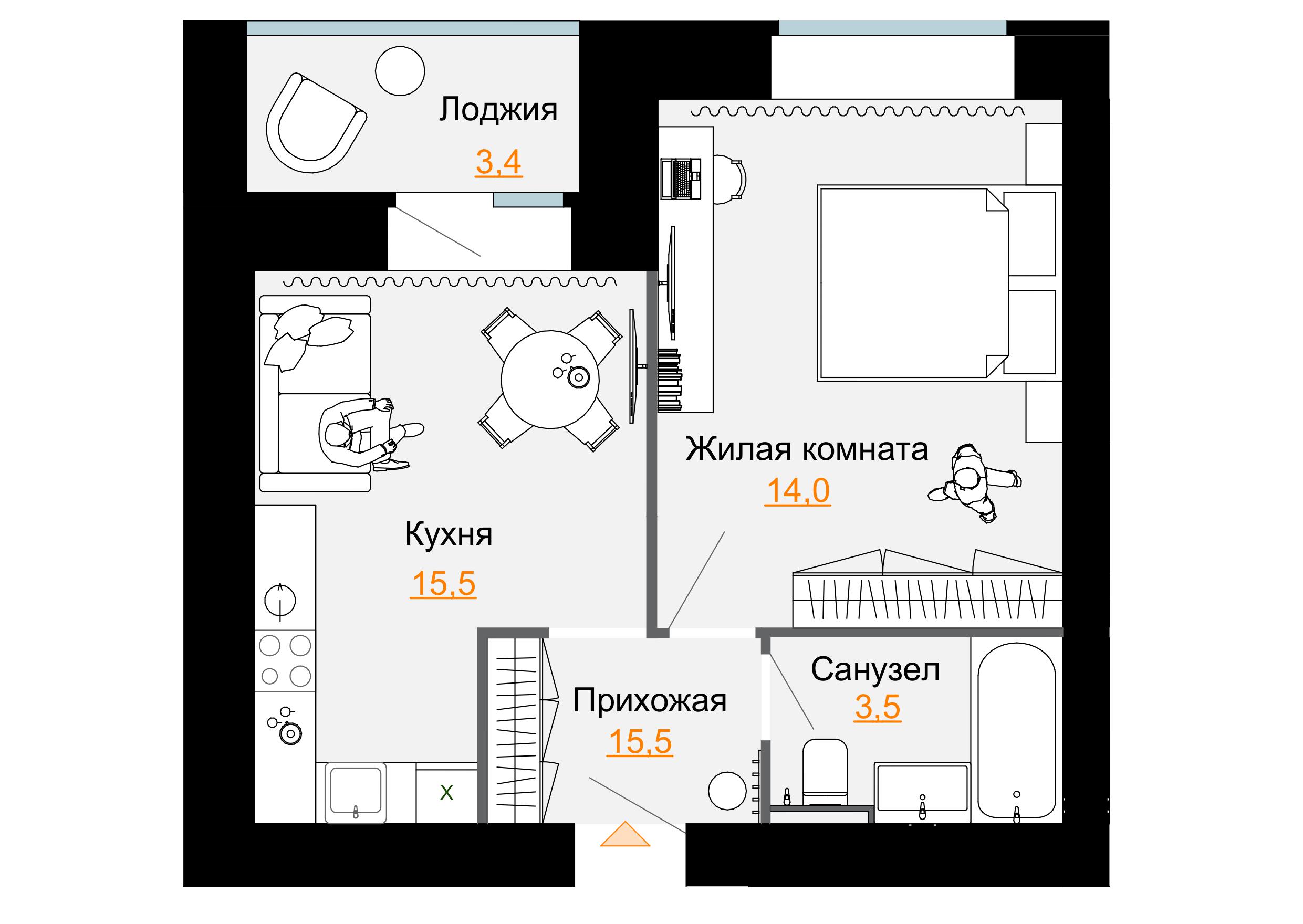 1-комнатная