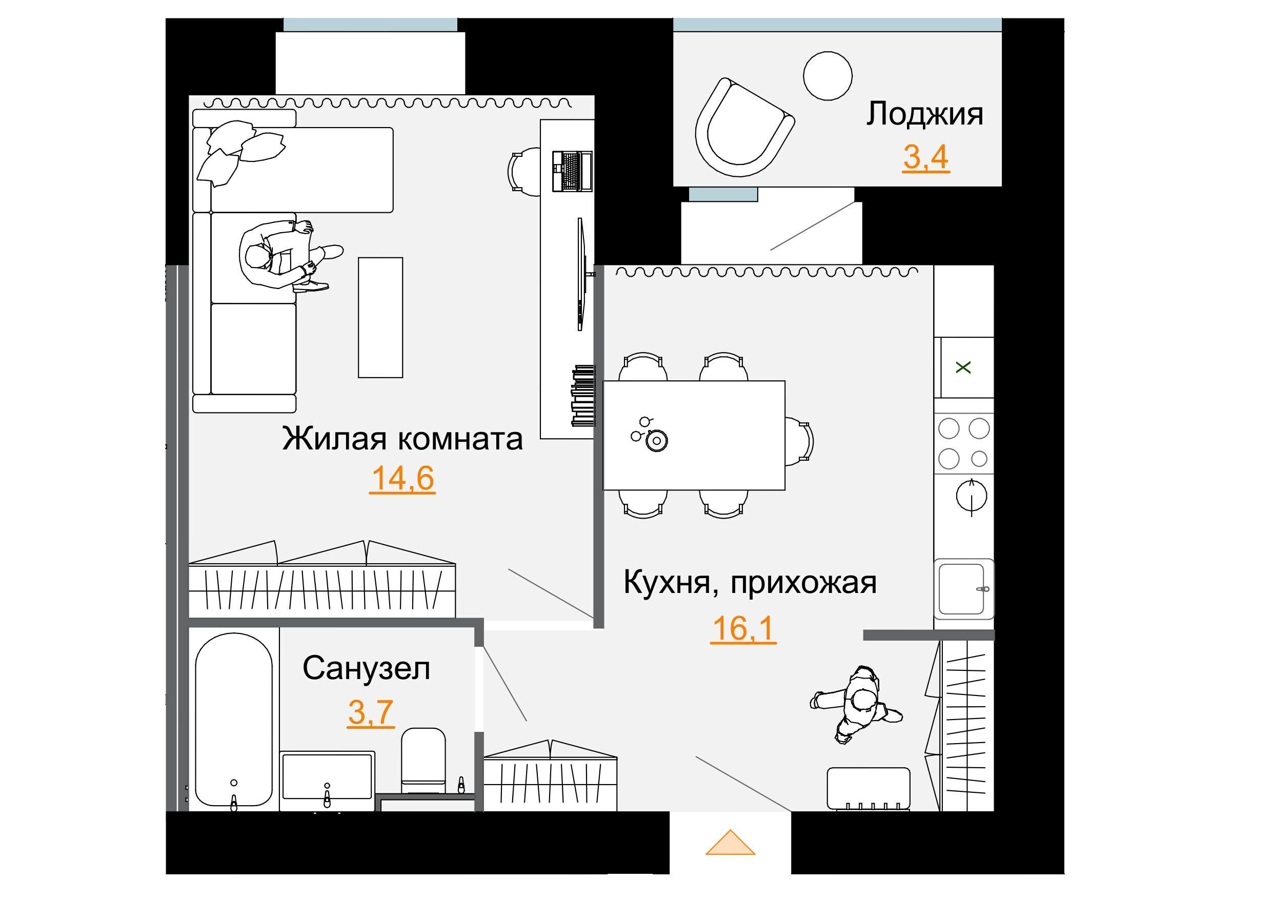 1-комнатная