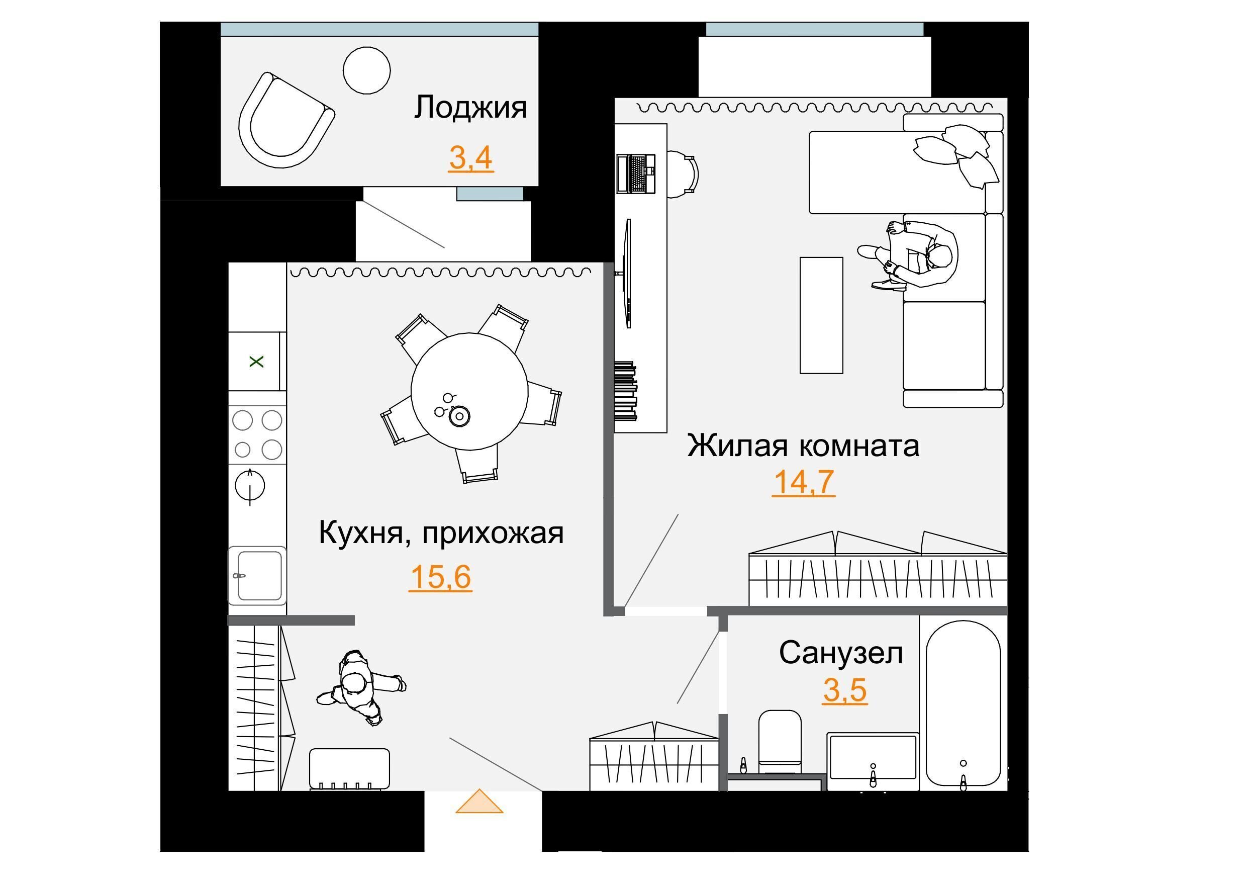 1-комнатная
